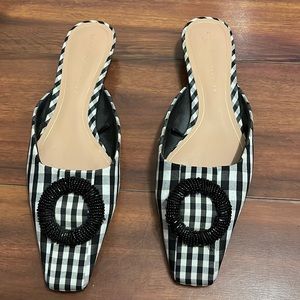 Zara gingham kitten heel mules. Great condition worn twice